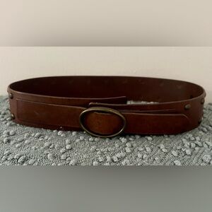 GAP Dark Brown Leather Belt with Brass Buckle